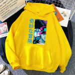Kummaline seiklus JOJO Anime tr&uuml;kitud kapuutsiga Unisex isikup&auml;ra mugav kapuuts Unisexi s&uuml;gis uus fliisist O-kaelusega kampsun Unisexswear Unisex 2XL