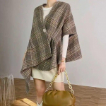 Korea versioon lahtised retro ruudulised naisteriided s&uuml;gis-talvel uus mitmek&uuml;lgne l&auml;&auml;ne stiilis keep mantli trend M khaki