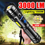 &Uuml;liv&otilde;imas taskulamp sisseehitatud 3600 mAh akuga laetav taskulamp suure v&otilde;imsusega LED taskulamp matkalatern built in battery must