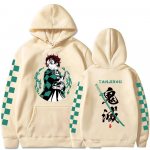 Demon Slayer Jaapani Anime Suures suuruses kapuuts Tanjiro Kamado Meeste Naiste dressipluusid Y2k Harajuku Unisex vabaaja Pullover R&otilde;ivad Topid S khaki