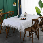 Valge laudlina pitsist v&auml;ljal&otilde;igatud volangid Kerge luksuslik laudlina kaasaegne lihtne kohvilaud laudlina kandiline laudlina 110*160