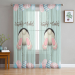 Lihav&otilde;ttekardin Egg Bunny Tail T&uuml;llkardinad elutuppa Magamistoa Voile L&auml;bipaistev kardin Aken Kodukaunistuse kardinad 135W x 244H(cm)