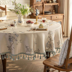 Hiina tutid &uuml;marlauariie s&ouml;&ouml;gilaua jaoks Kangas žakaarv&auml;rvi kohvi-teelaua kate s&uuml;nnip&auml;evapeo sisustamiseks Turntable-70cm beež