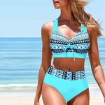 Naiste rippuva kaelusega ujumistrikoo, roosa lillemustriga bikiinid l&uuml;hikesed ujumistrikoo S ts&uuml;aan