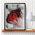 DIY Teemantmaali Punased Lilled Ristpistekomplekt Mosaiikkunst Teemantmaal T&auml;isringi/ruudukujuline teemant Kodukaunistus Round 20x30cm