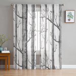 Hallid valged puuoksad L&auml;bipaistvad kardinad elutuppa Moodne Voile kardin Magamistoa T&uuml;llkardinad Aknakatted Dekoor W135 x H114cm