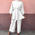 Abaya moslemi naiste kaheosaline komplekt pluus P&uuml;ksid Araabia kleit Caftan Islamic Kaftan S valge