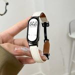 Xiaomi Mi Band 8 nahast rihmaga kella magnetilise pandlaga randmepael Miband 8 jaoks NFC Correa kellarihma k&auml;ev&otilde;rud, metallist liides Xiaomi Mi Band 8 valge