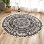 K&auml;sitsi kootud puuvillane linane vaip Retro Bohemian &uuml;mmargune voodi&auml;&auml;rne geomeetriline p&otilde;randamatt elutuba Kodukaunistus Boho Mandala tutivaip 120*120cm