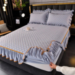 Pl&uuml;&uuml;&scaron;ist Queen voodilina elastsega, paks, pehme voodilina, libisemiskindel, luksuslik kaheinimesevoodi madratsikate s&uuml;gava taskuga 120*200CM with pillowcase