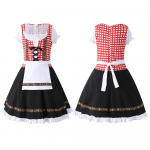 Lastefestivali kost&uuml;&uuml;m Oktoberfesti komplekt, must roosa ruuduline tr&uuml;kitud etniline esinemiskost&uuml;&uuml;m L must