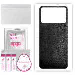 apgo Protective Skin Sticker for the back compatible with Xiaomi Poco X4 Pro, Wrap Film, Foil, Vinyl - Pattern Black Leather