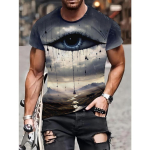 L&uuml;hikeste varrukatega plusssuuruses suvine t-s&auml;rk meeste riietus silmadega 3D prindiga T-s&auml;rgid Meeste vabaaja spordir&otilde;ivaste T-s&auml;rk meestele S