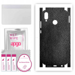 apgo Protective Skin Sticker for the back+sides compatible with Huawei P20 lite, Full Wrap Film, Foil, Vinyl - Pattern Black Leather