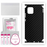 apgo Protective Skin Sticker for the back+sides compatible with Samsung Galaxy A03, Full Wrap Film, Foil, Vinyl - Pattern Carbon Black