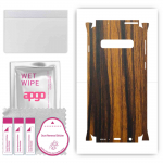 apgo Protective Skin Sticker for the back+sides compatible with Samsung Galaxy S10, Full Wrap Film, Foil, Vinyl - Pattern Tigerwood