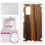 apgo Protective Skin Sticker for the back+sides compatible with Xiaomi Redmi 9T, Full Wrap Film, Foil, Vinyl - Pattern Tigerwood