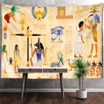 Kollane Vana-Egiptuse seinavaip, salap&auml;rane abstraktne Tapizi hipikunst Kodukaunistuse taustriie 95x70cm