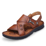 Mood Meeste Sandaalid Ehtsast Nahast Suvised Rannasussid &Otilde;ues Soft Platform kingad meeste Kahekordse kasutusega sussid Plus suurus 45 46 47 47 brown