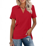 Naiste l&uuml;hikeste varrukatega T-s&auml;rgid Suvised V-kaelusega s&auml;rgid Kaelusega Casual Basic Tees Pluus XL