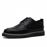 Mood Brogues Meeste vabaajajalatsid Lamedad, paksu tallaga meeste jalatsid Mustad ehtsast nahast kingad 39 must