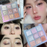 9-v&auml;rviline Snowflake Glitter lauv&auml;rvialus helendab Pearlescent Eye Palette Flash Facial Highlight Lamav siidiussi lauv&auml;rv