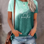 Naiste suvine Crewneck Print v&otilde;ilillemustriga hingav l&uuml;hikeste varrukatega T-s&auml;rk suvine XL