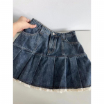 American Retro Kawaii Denim Miniseelik Naiste Seksikas Gyaru Lace Patchwork K&otilde;rge v&ouml;&ouml;kohaga plisseeritud teksaseelikud naistele Y2k l&uuml;hikesed p&uuml;ksid Chic S sinine