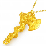 Kuldv&auml;rvi draakoniplaadist kirve ripats Chinoiserie Fuzi meeste ja naiste kaelakee ehted 40CM