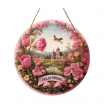 Kevadine puidust uksesildi &uuml;mmargune v&auml;rviline lilletr&uuml;kk koos kaelapaelaga veranda esiukse dekoratiivriips Kodu sissep&auml;&auml;su seinale riputatav kaunistus ripats 30cm E