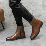 Meeste l&auml;&auml;nesaapad Kauboisaapad Must Pruunid Kollane Vabaaja Retrokleit T&otilde;mblukuga nahast S&auml;&auml;re keskosa saapad meestele Suures suuruses EU:46 must