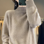 Naiste ka&scaron;miirist sviiter paksendatud Qinghe ka&scaron;miir 30% ka&scaron;miir 70% vill naiste s&uuml;gistalvine ka&scaron;miirpulover pehme ja soe XXL pruun