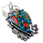 Spiny Oyster Gemstone Handmade 925 Sterling Silver Jewelry Pendant 2.32 u0z21
