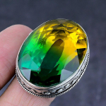 Bi-Color Tourmaline Gemstone Handmade 925 Steling Silver Gift Ring Size 7.5 d6s59