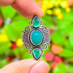 Green Onyx Gemstone Handmade 925 Sterling Silver Jewelry Ring Size 9.5 u9q98