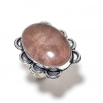 Strawberry Quartz Gemstone Handmade 925 Sterling Silver Jewelry Ring Size 6 f2r57