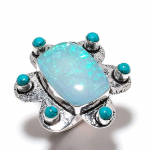 Blue Triplet Opal, Turquoise Gemstone 925 Sterling Silver Gift Ring Size 8 t7d15