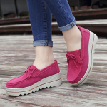 Naiste platvormkingad vabaaja elegantsed roosad seemisnahast naiste lihtsa k&otilde;rguse suurendamise kiilukujulised kingad suured 35 must