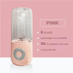 500 ml kuue noaga elektriline mahlapress Smuuti Blender Cup Mini Kaasaskantavad USB-mikserid Juhtmevabad Press Mahlapressid Laadimine K&auml;simahlapress valge