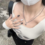 Kahekihilised t&auml;rnid luust ripatsiga kaelakee, t&uuml;drukute punk hip-hop korea stiilis kaelakee naistele retro trendikad ehted kingitused