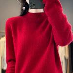 Naiste ka&scaron;miirist sviiter Qinghe ka&scaron;miir 30% ka&scaron;miir 70% vill s&uuml;gis-talvine ka&scaron;miir pullover pehme ja soe L punane