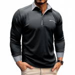 2024 Spring Autumn Men Long Sleeve Polo Shirt Zipper Pocket Lapel Men Casual Sports Long Sleeve Top Men Patchwork Top Tees M must