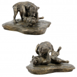Pit Bull Fight - dog figurine, statue on white marble, trophy for Art-Dog dog show exhibition