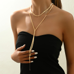 1 tk elegantne Y-kujuline kaelakee, lihtsad ja stiilsed ehted, sobivad igap&auml;evaseks kandmiseks, aastaringselt kuld