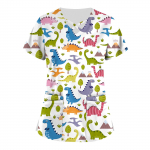 Suures suuruses armsad tr&uuml;kitud Scrub t&ouml;&ouml;vormi topid naistele V-kaelusega l&uuml;hikeste varrukatega l&otilde;busad T-s&auml;rgid taskutega t&ouml;&ouml;riiete s&auml;rk XXXL roheline