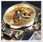 WINNER Uus naiste luksuslik tippbr&auml;ndi automaatne mehaaniline k&auml;ekell Golden Skeleton Love roostevabast terasest moodne naiste randmekell kuld