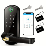 Smart Fingerprint Door Lock App kaugjuhtimispult v&otilde;tmeta WIFI digitaalne puutetundlik lukk NFC IP67 veekindel 2 IC-kaardiga must