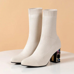 Kevad/Suvi/S&uuml;gis/Talv Kootud L&uuml;hikesed Sokid ja Saapad Vesi Teemant Paksu Kontsaga Mitmek&uuml;lgsed Elastsed Saapad Naistele 35