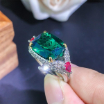 Premium Emerald Spar Ring Live Retro teemantkomplekt