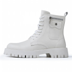 Meeste k&otilde;rged vabaaja tossud, moodsed mugavad ehtsast nahast poolsaapad meestele Meeste paeltega klassikaline valge/must 38 must